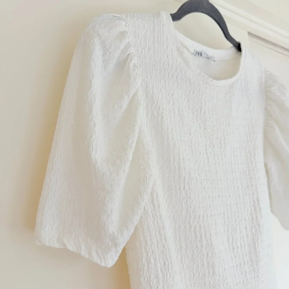 Zara White Textured Top